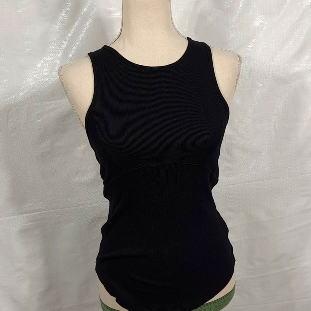 Free People Black Ribbed Tank Top